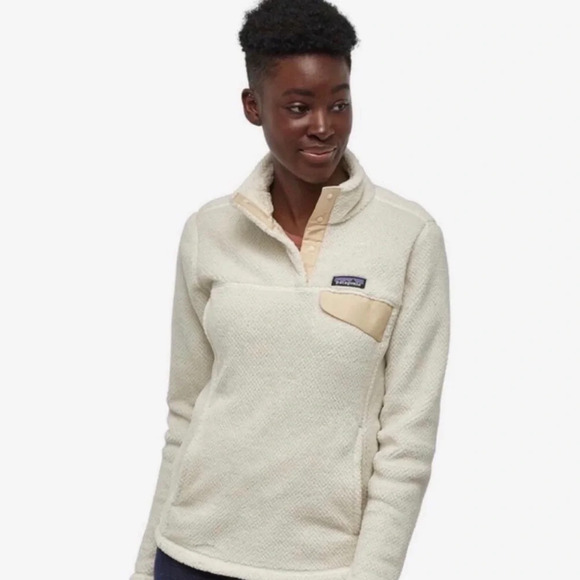 PATAGONIA ~ Women’s White Cream Retool Snap Pullover Polartec Fleece Sweater - Picture 10 of 12